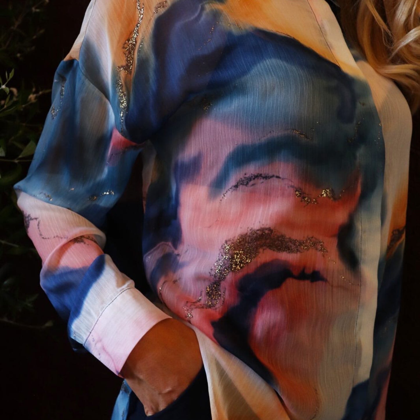 Liberte - Sarafina LS shirt - Blue peach Gold Marble - Merle og Wilde ApS