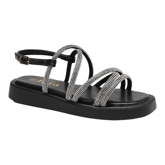 Joia - Flade sandaler med sten - sort
