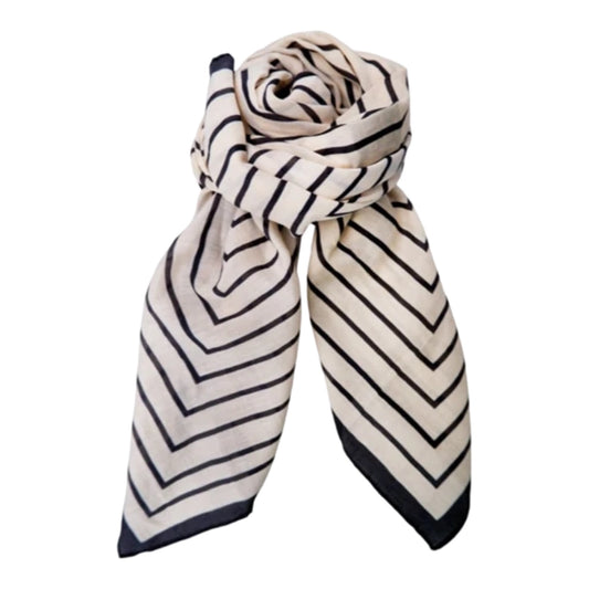 Black colour - BCalora mini scarf - Black stripe