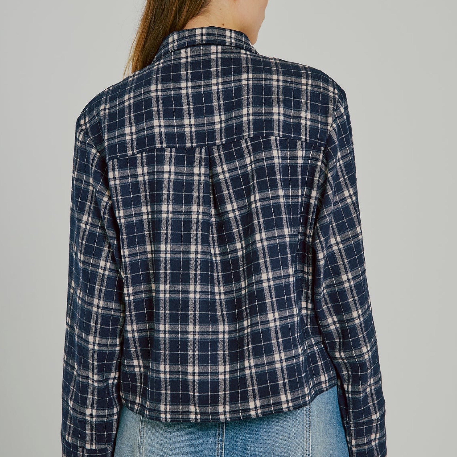 NORR - Sylvana top - Navy Chek - Merle og Wilde ApS