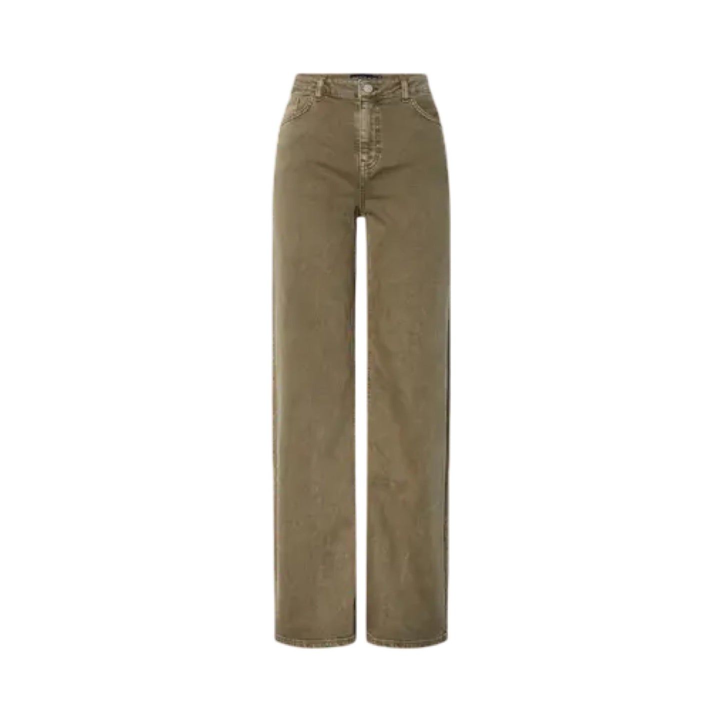 Pieces - PCsilke mw wide colored jeans Noos Bc - Military Oliver - Merle og Wilde ApS