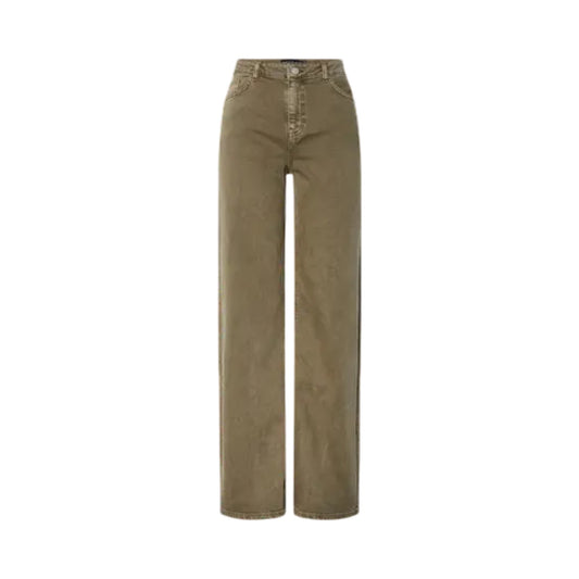 Pieces - PCsilke mw wide colored jeans Noos Bc - Military Oliver - Merle og Wilde ApS