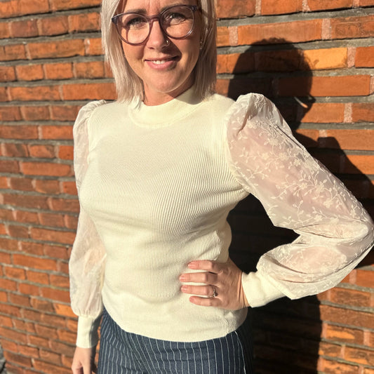 YAS - Yasdotme LS knit pullover S. Noos - Birch Flowers - Merle og Wilde ApS