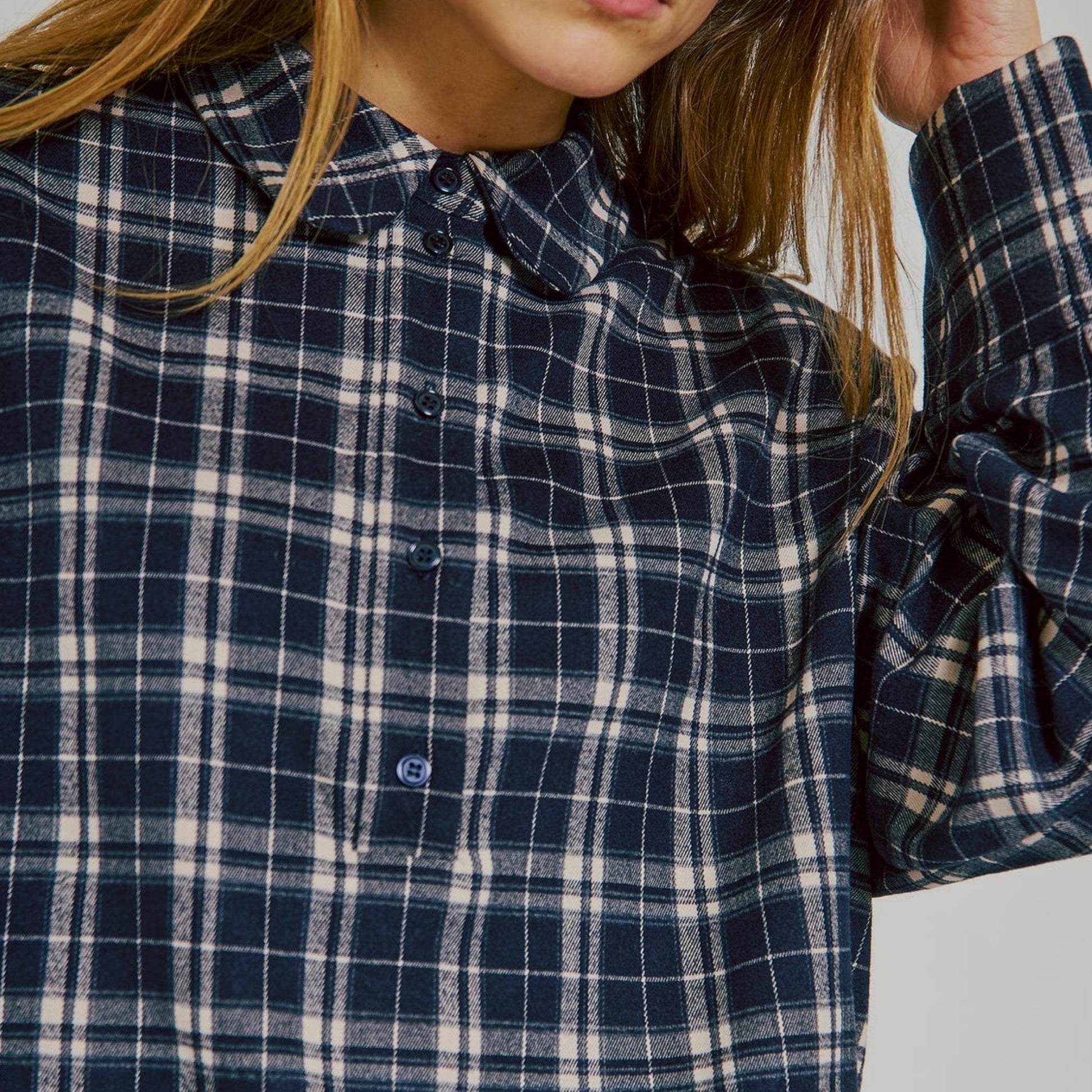 NORR - Sylvana top - Navy Chek - Merle og Wilde ApS