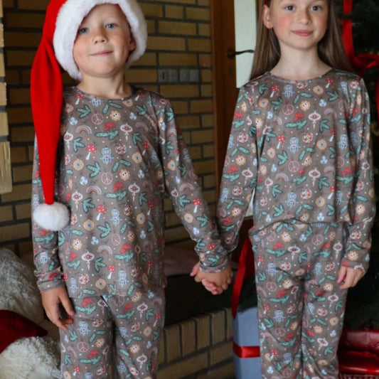 Preorder - Liberté - Alma - pants - kids - Smiley peace Brown - Merle og Wilde ApS