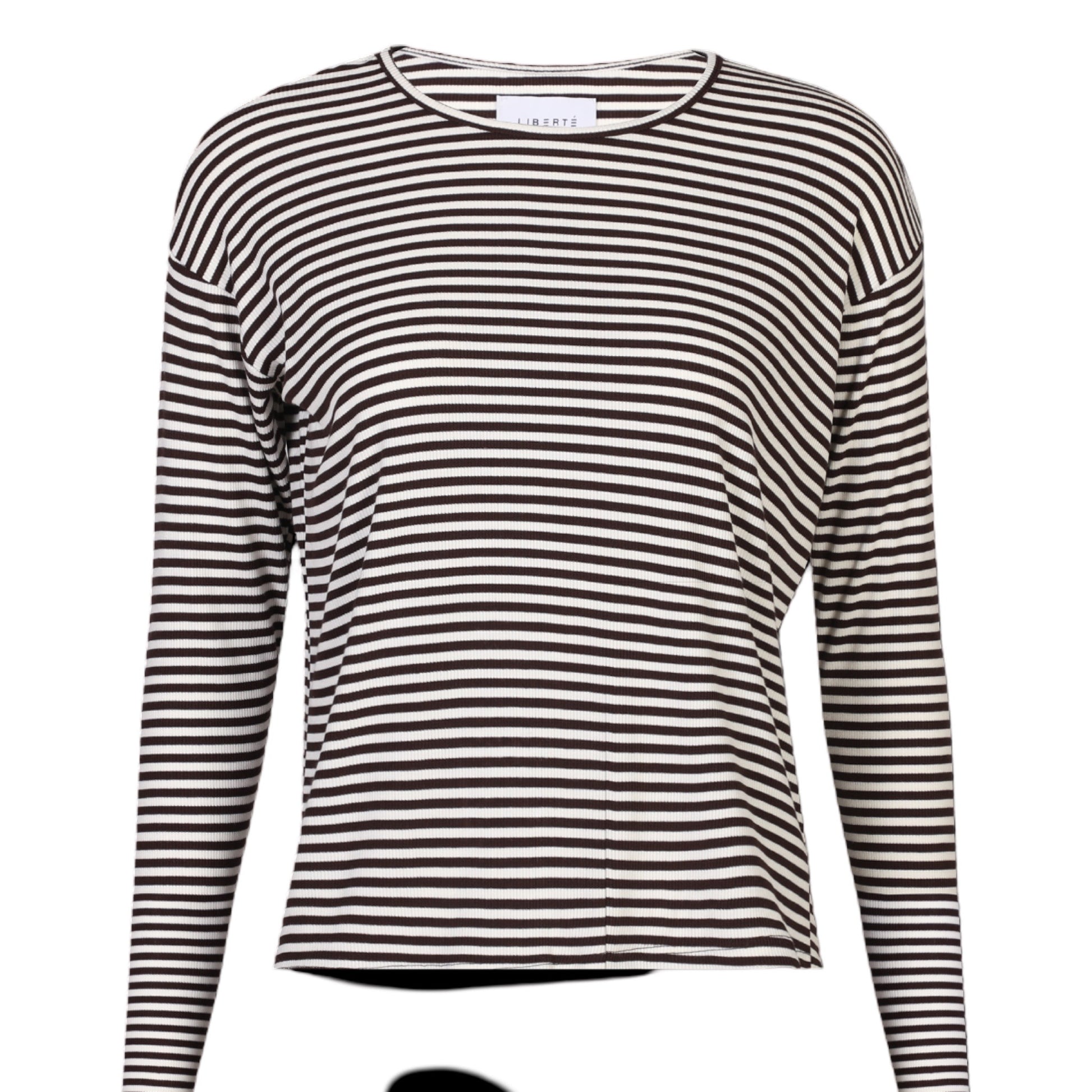 Liberte - Natalia - LS - Boxy - Blouse - Brown/creme small stripe - Merle og Wilde ApS