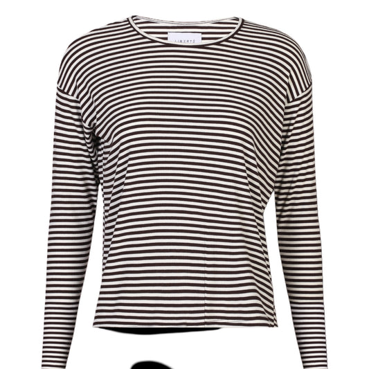 Liberte - Natalia - LS - Boxy - Blouse - Brown/creme small stripe - Merle og Wilde ApS