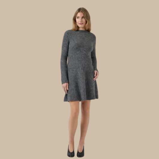 YAS - Yasdolly LS knit dress s. Noos - Grey - Merle og Wilde ApS