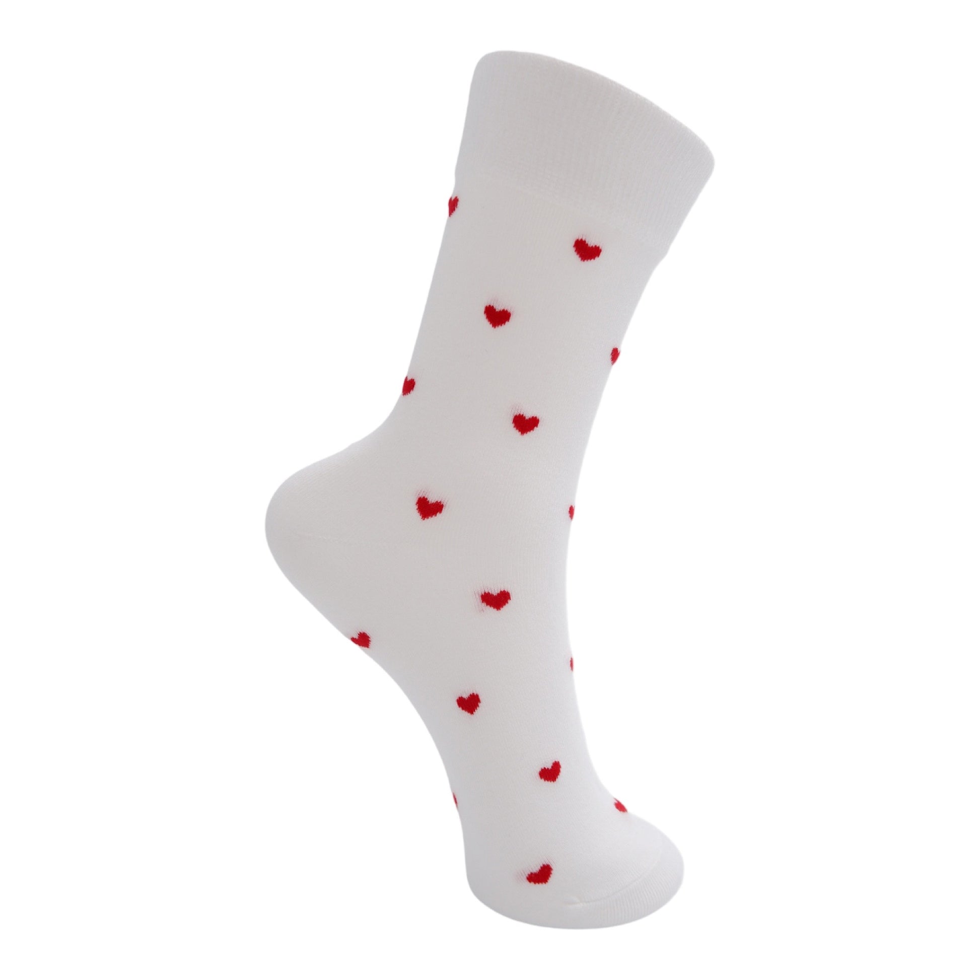 Black colour - BCaurella heart socks - White med røde hjerter - Merle og Wilde ApS