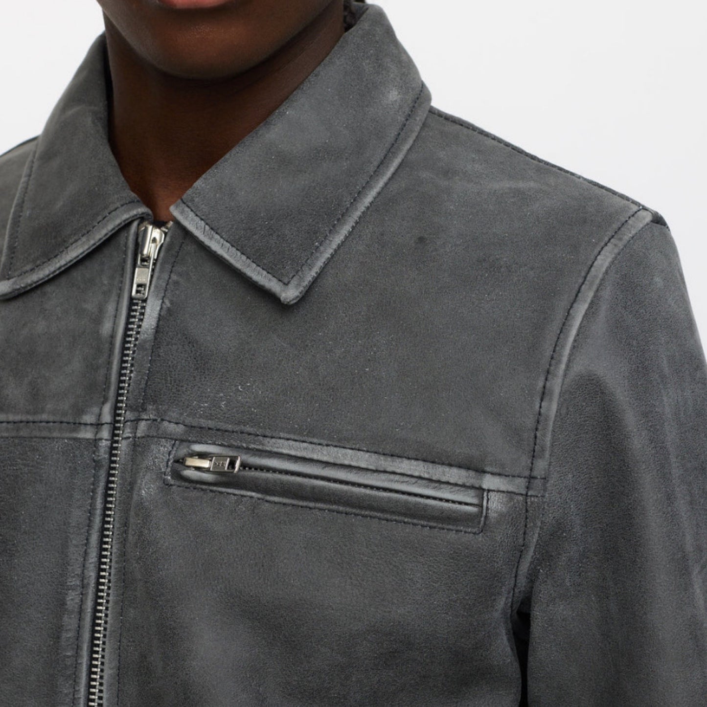 Soft rebels - SRRumer Leather jacket - Ash Grey