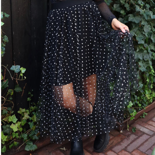 Liberte - Tulle heart skirt - Black small hearts - Merle og Wilde ApS