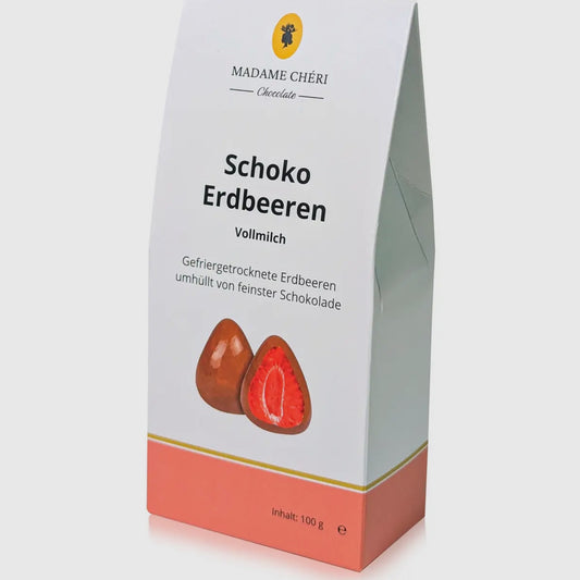 Drageer - Hele frysetørret jordbær - mælkechokolade - Merle og Wilde ApS