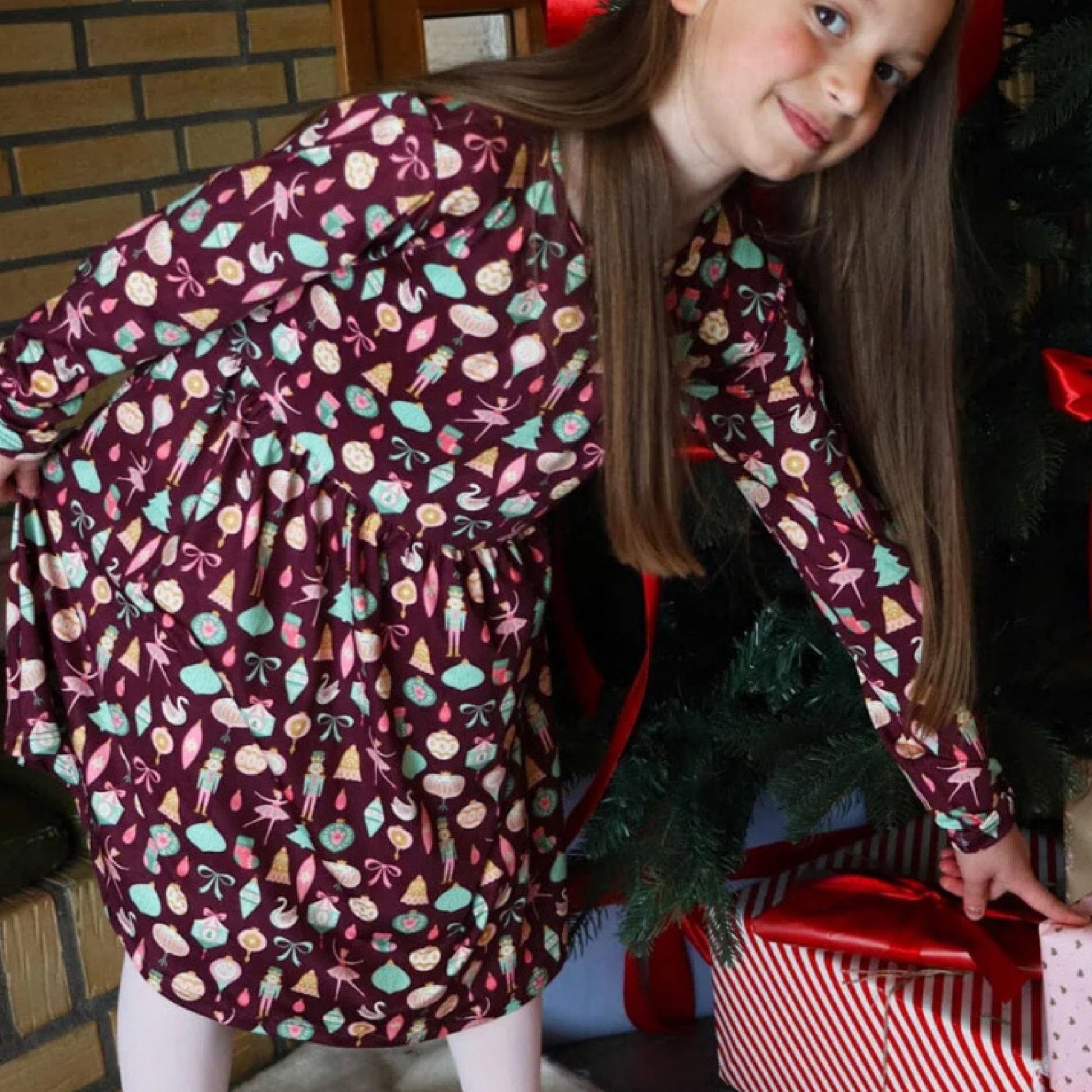 Preorder - Liberte - Alma - Ls - Babydoll - dress (kids) - Ballerina Bordeaux - Merle og Wilde ApS