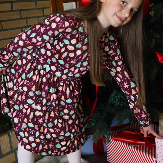 Preorder - Liberte - Alma - Ls - Babydoll - dress (kids) - Ballerina Bordeaux - Merle og Wilde ApS