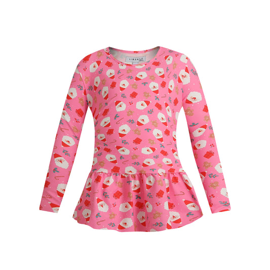 Liberte - Alma-LS-Frill-tshirt-kids - Santa pink