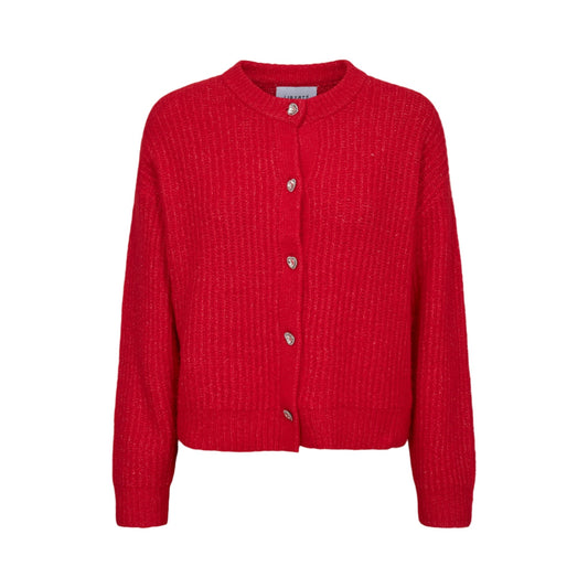 Preorder Dec. - Liberté - Fro o - neck cardigan - flamingo red - Merle og Wilde ApS
