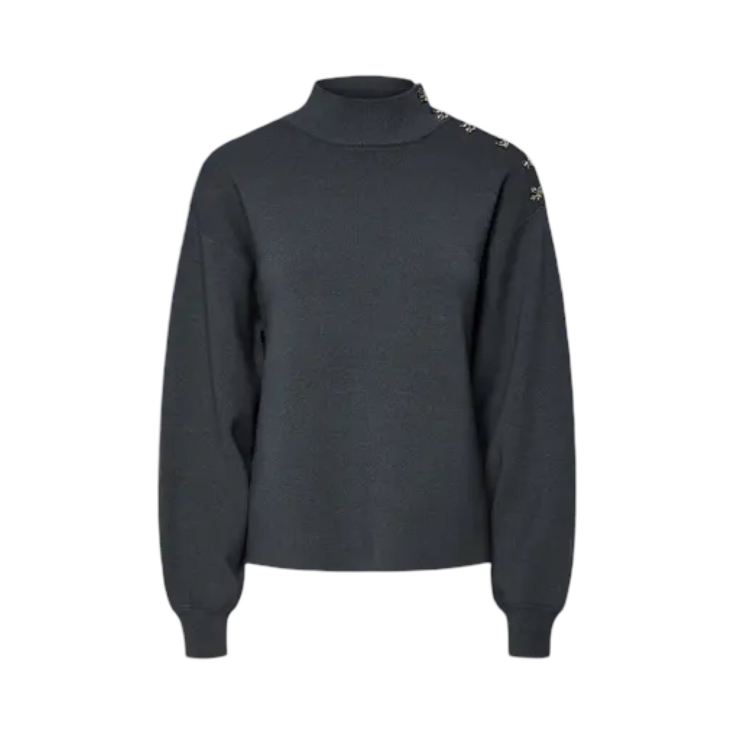 YAS - Yashama LS Pearl knit pullover - Dark Grey melange - Merle og Wilde ApS