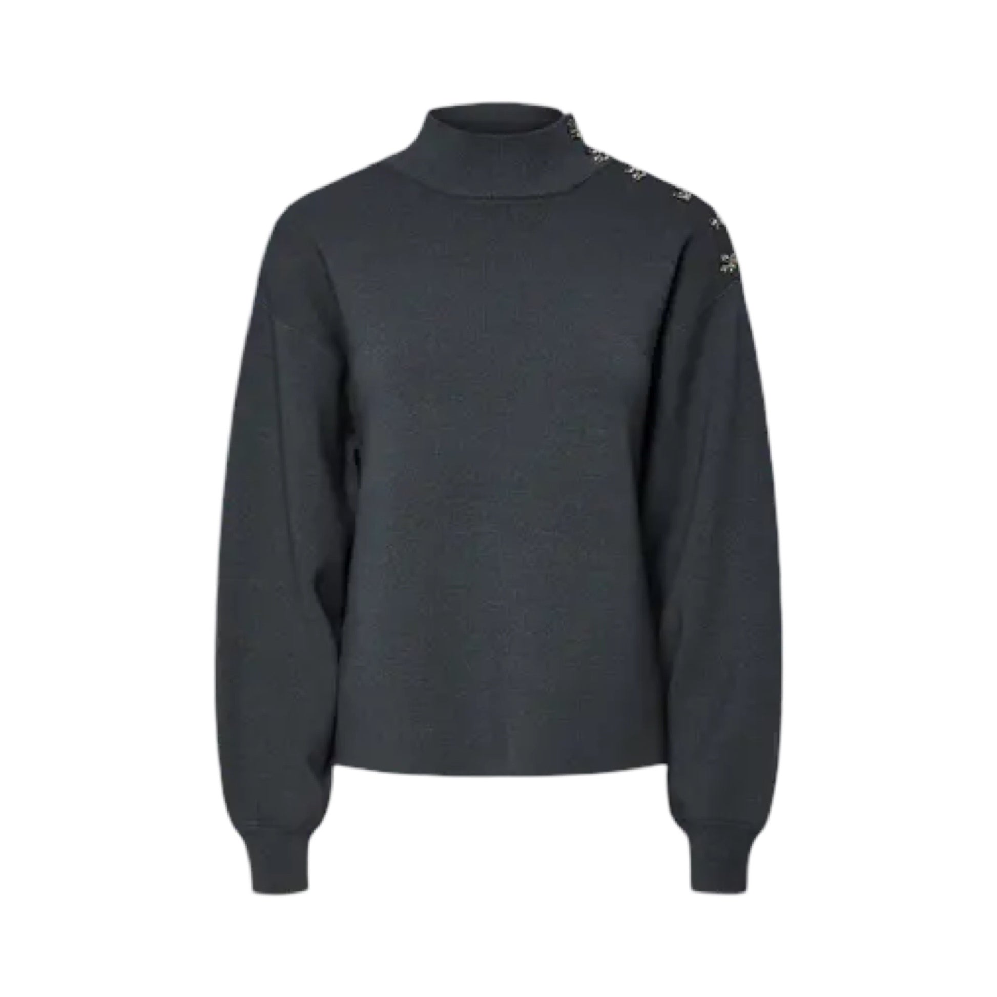 YAS - Yashama LS Pearl knit pullover - Dark Grey melange - Merle og Wilde ApS