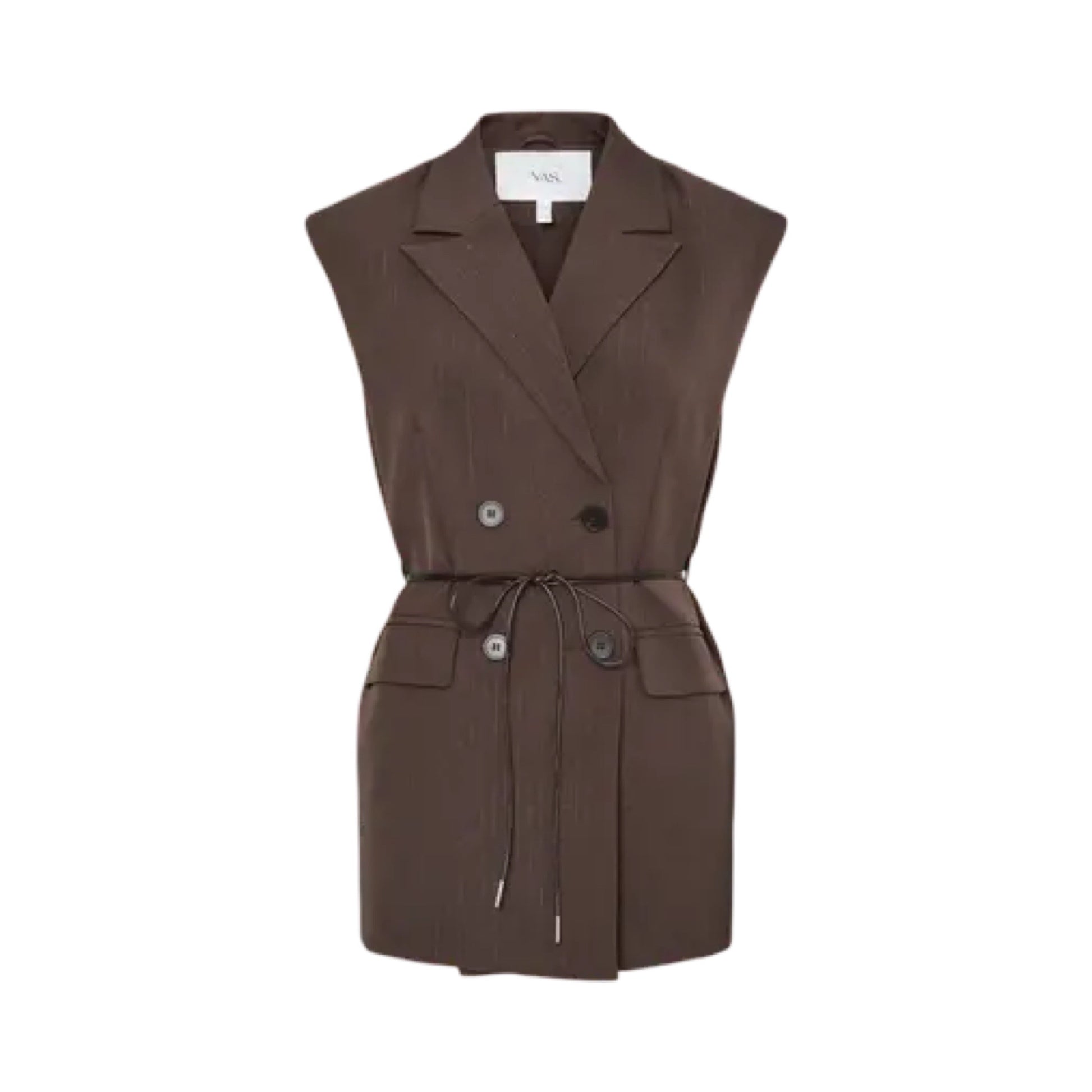 Preorder okt. - YAS - Yasshimma waistcoat - Chocolate Brown w. metallic pinstripe - Merle og Wilde ApS