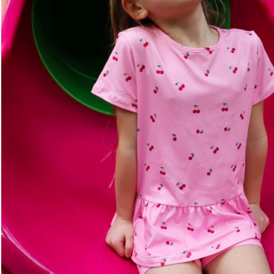 Liberte - Alma-Frill-T-Shirt- kids - pink Cherry