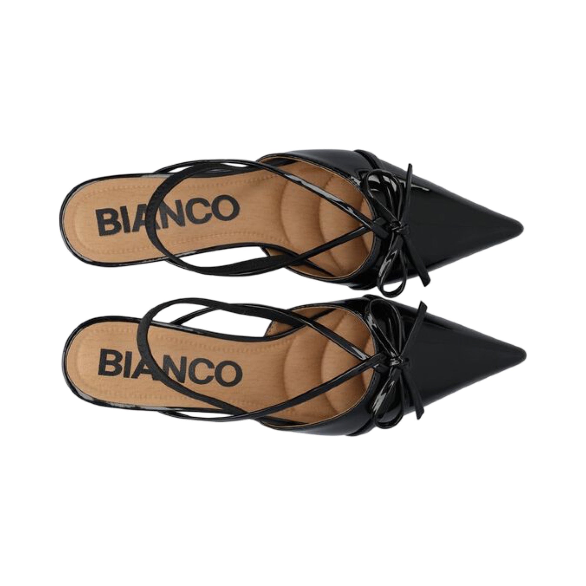 Bianco - BIAKRISTIN Kitten Heel Bow Slingback Faux Leather - Black - Merle og Wilde ApS