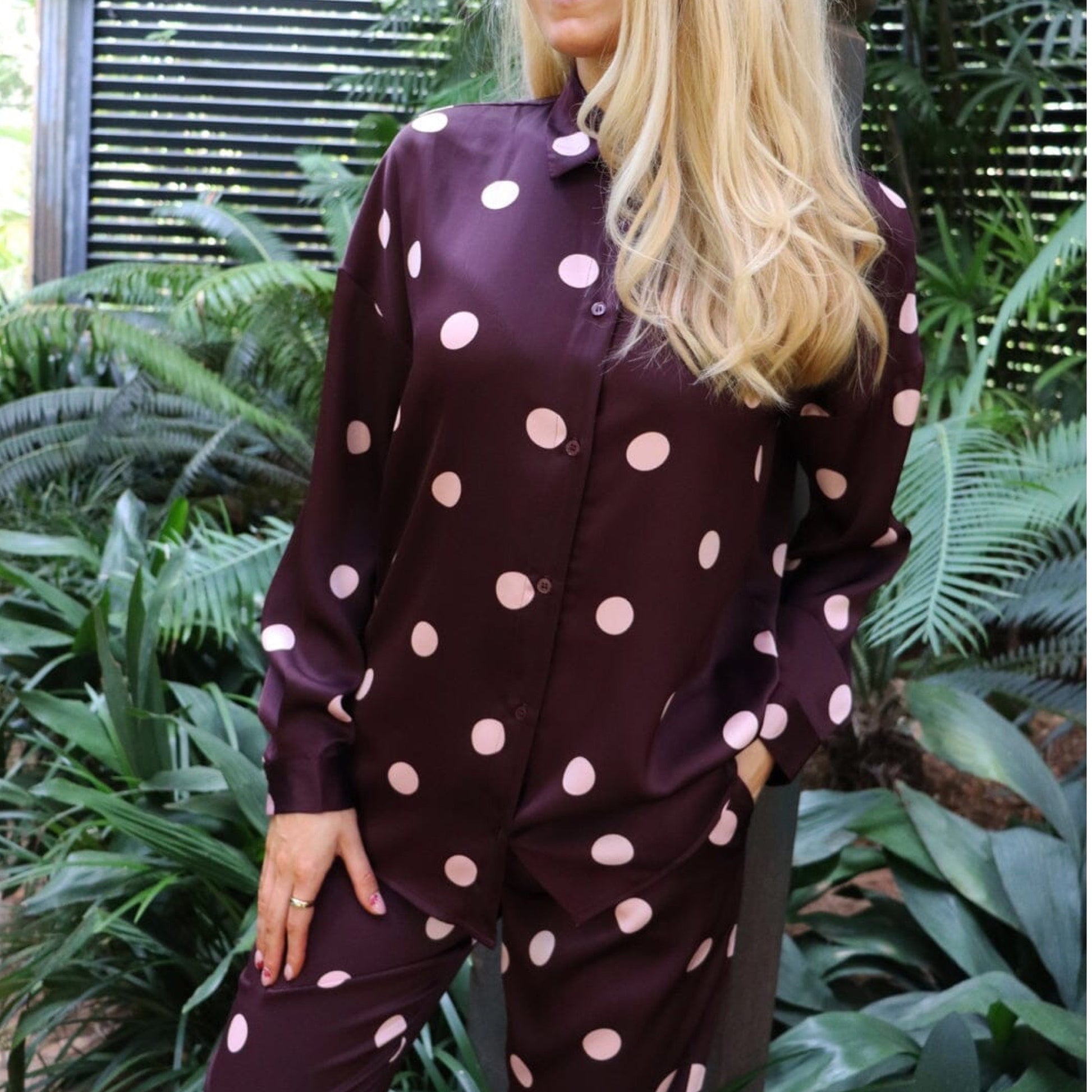 Preorder feb. - Liberte - Dotti LS tshirt - Plum Rose Big dot - Merle og Wilde ApS