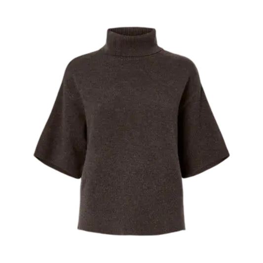 YAS - Yasemila 2/4 wool knit pullover s. Noos - Coffee Bean - Merle og Wilde ApS