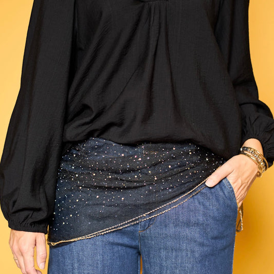Black colour - BCardenia mini scarf med rhinestone - Merle og Wilde ApS