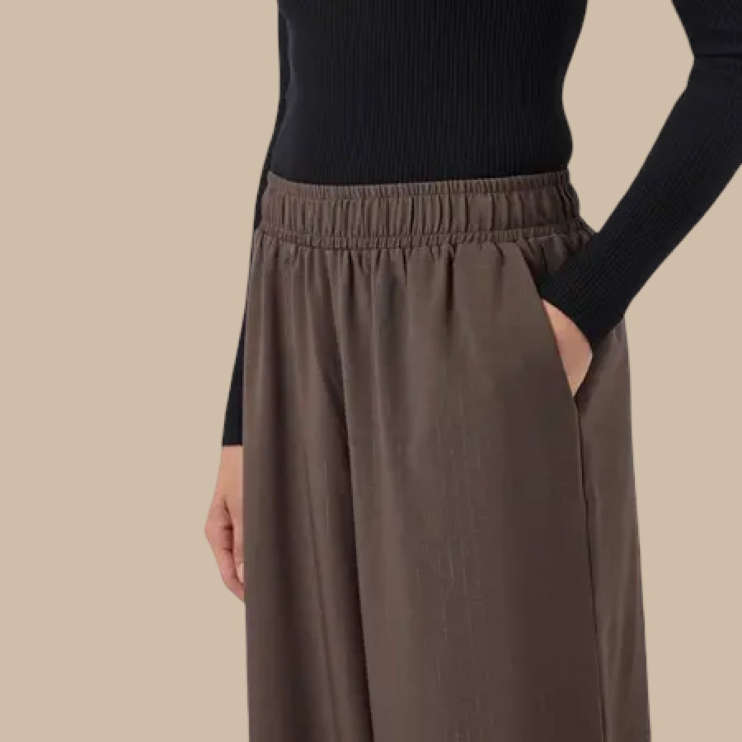 YAS - Yasshimma HMW pant - chocolate Brown w. Metallic pinstripe - Merle og Wilde ApS