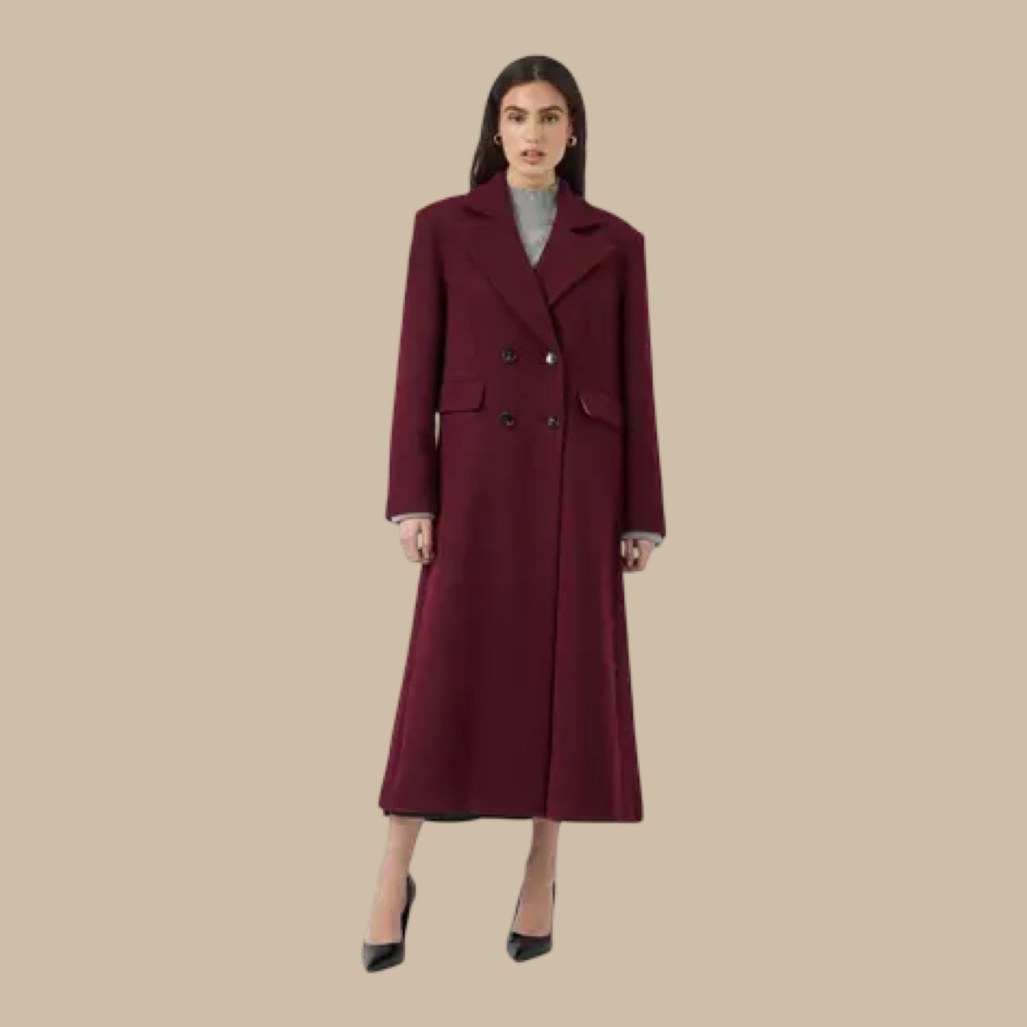 YAS - Yasroyla LS wool blend Long coat AB - 6 port royale - Merle og Wilde ApS