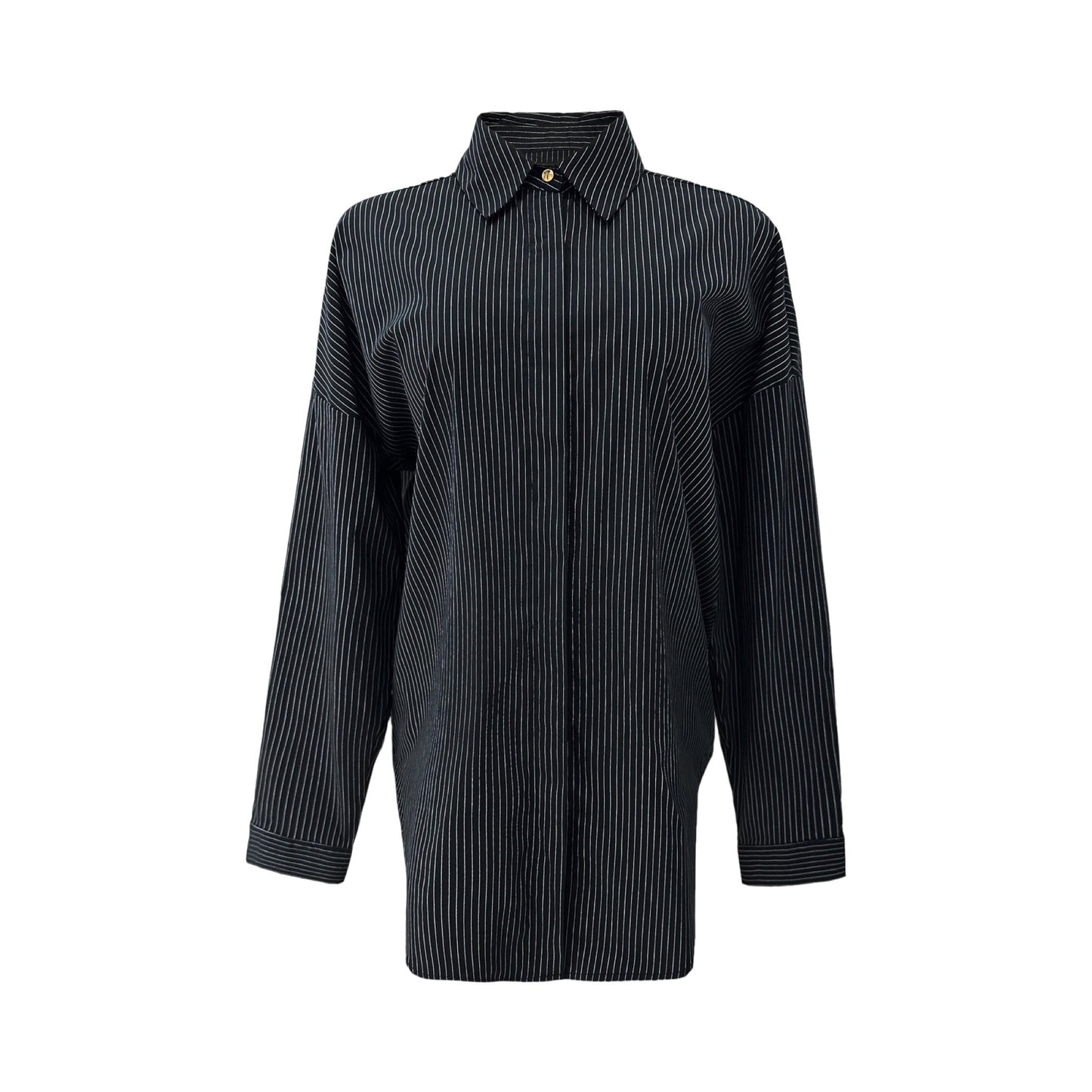 Liberte - Sara LS shirt - Black White pinstripe - Merle og Wilde ApS