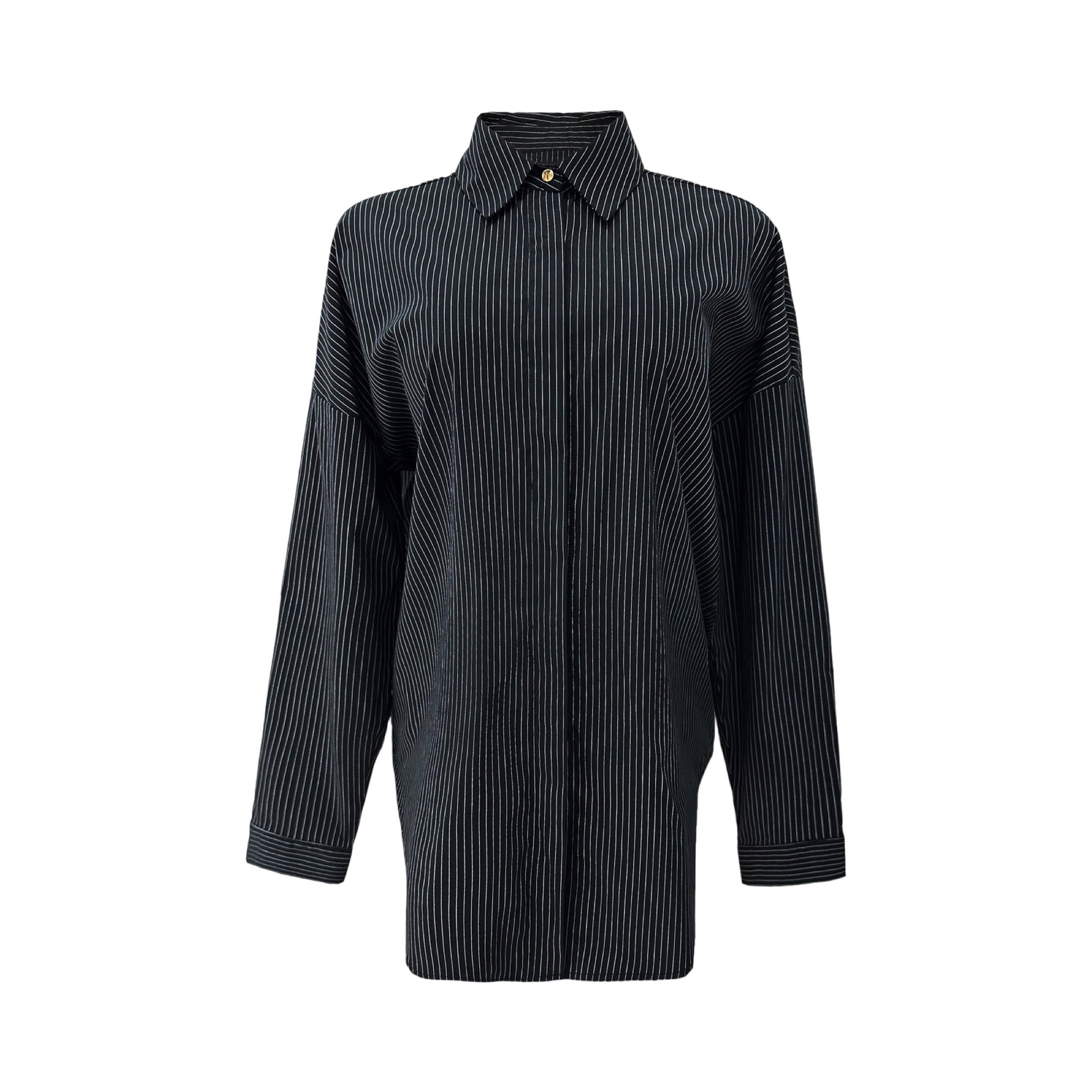 Liberte - Sara LS shirt - Black White pinstripe - Merle og Wilde ApS