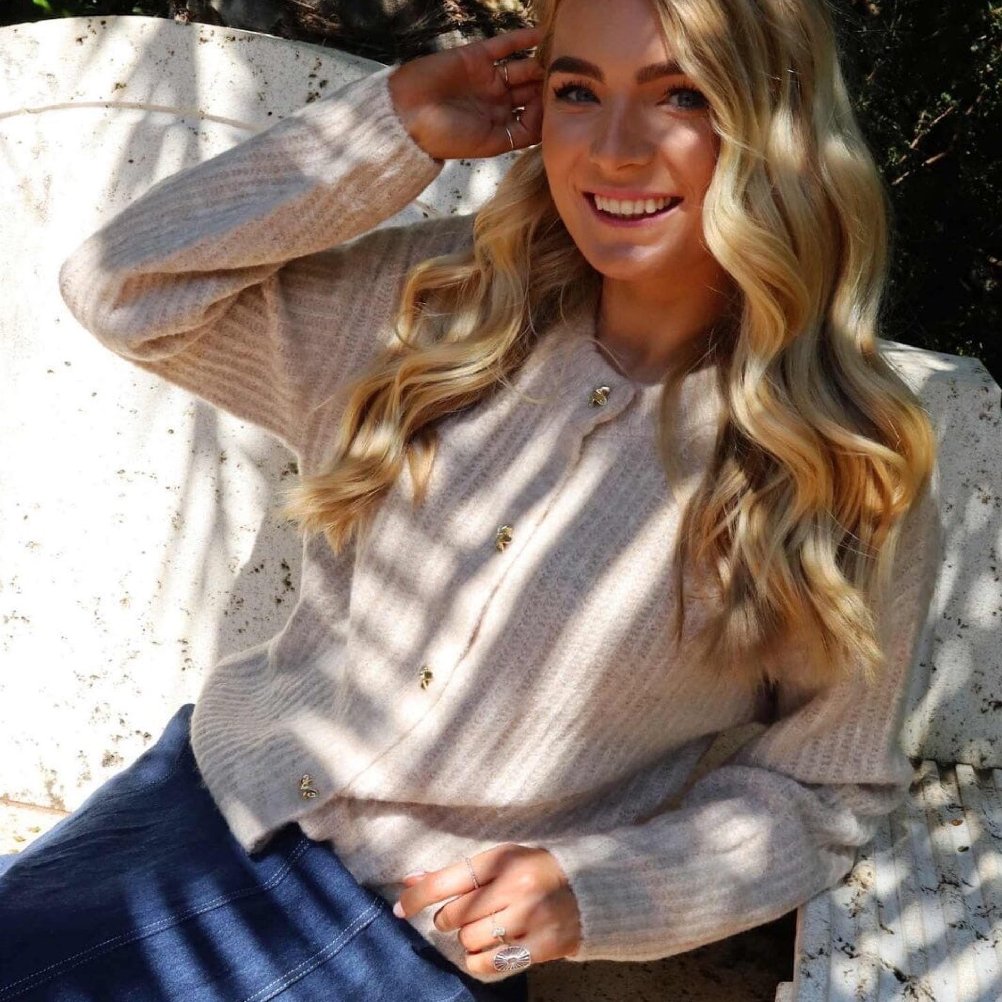 Liberte - Fro o - neck cardigan - Ivory - Merle og Wilde ApS