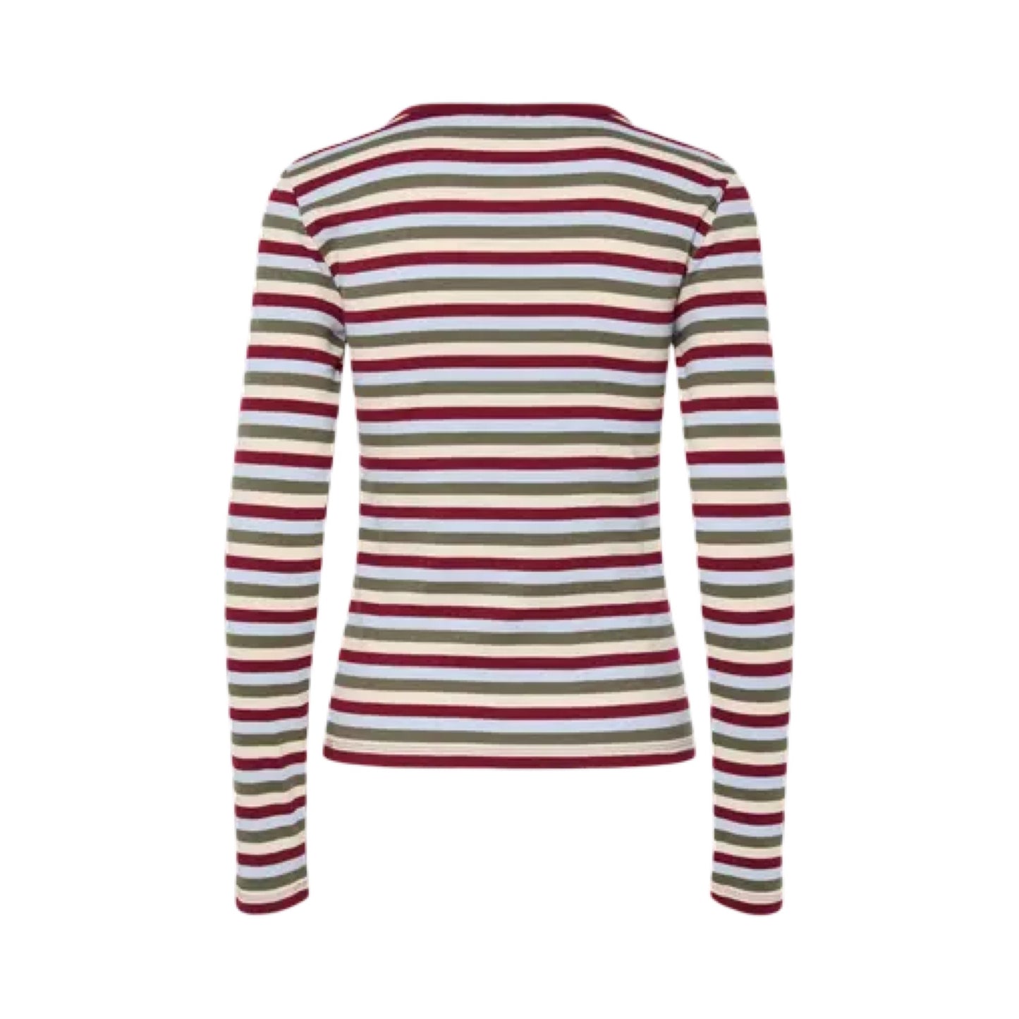 Pieces - PCmay LS striped top - Deep linchen green/reed - Merle og Wilde ApS