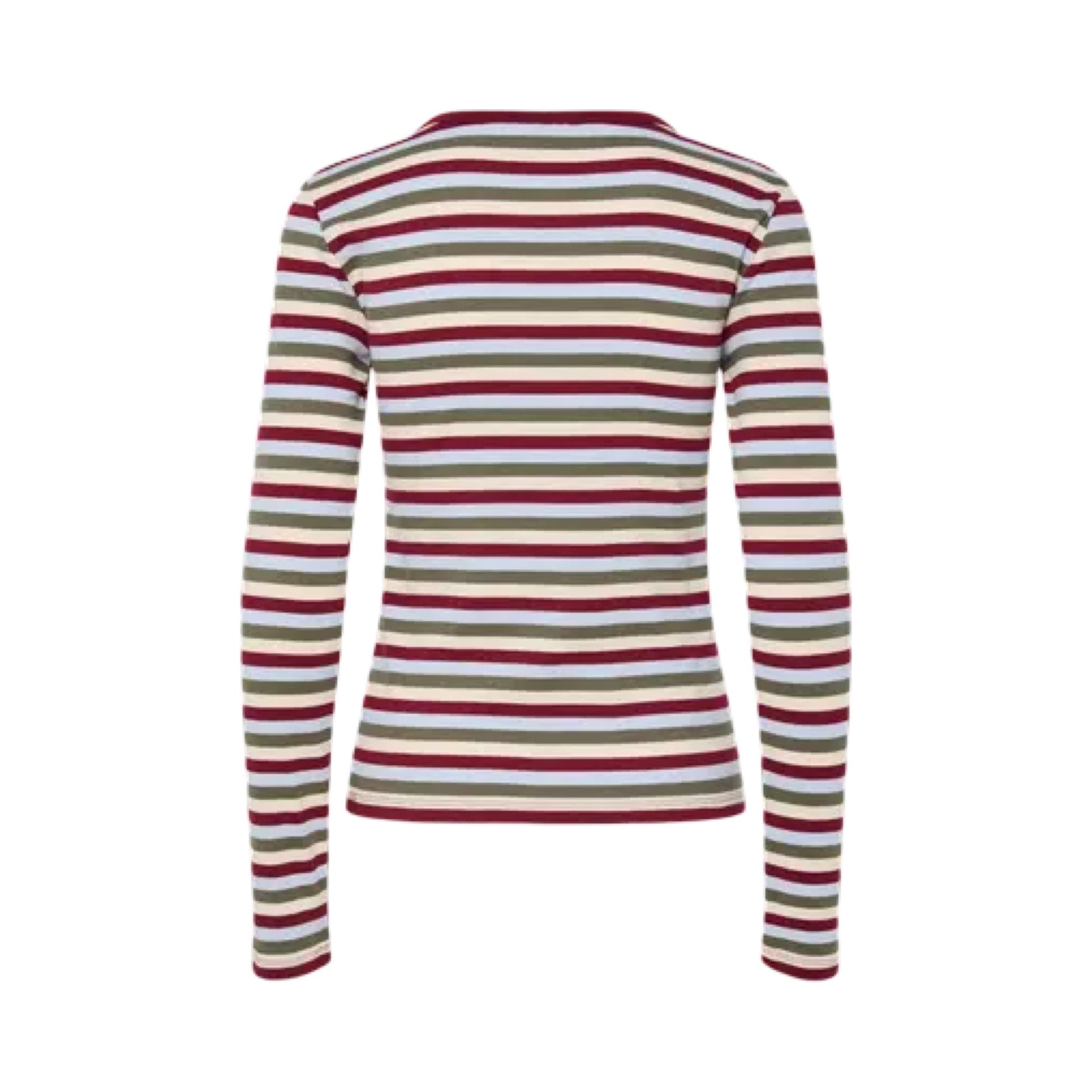 Pieces - PCmay LS striped top - Deep linchen green/reed - Merle og Wilde ApS