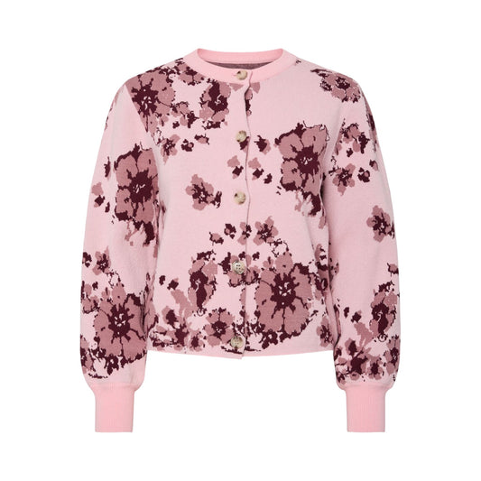 YAS - Yascharlotte Ls knit cardigan - Orchid pink Charlotte print - Merle og Wilde ApS