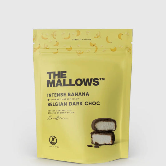 The Mallows - Intens banan og mørk overtrukne chokolade skumfiduser - Merle og Wilde ApS
