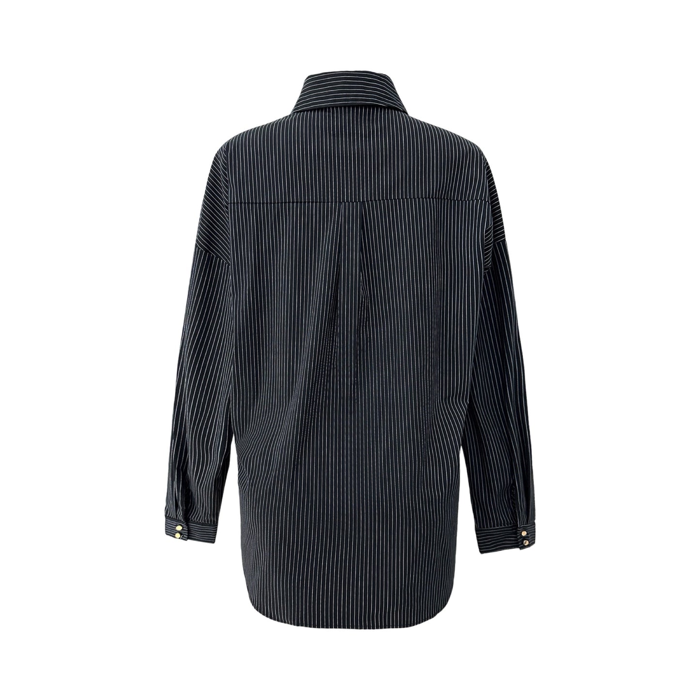 Liberte - Sara LS shirt - Black White pinstripe - Merle og Wilde ApS