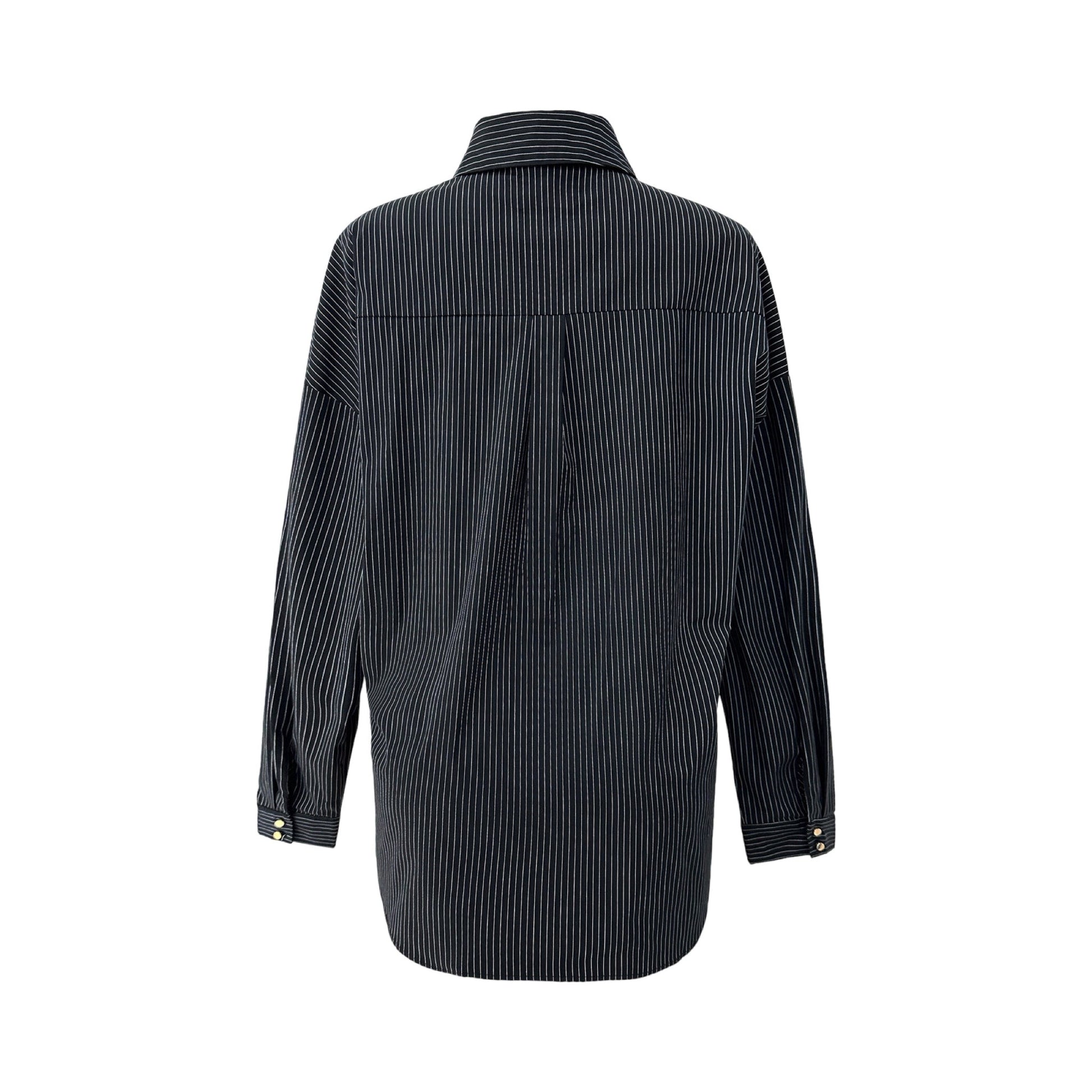 Liberte - Sara LS shirt - Black White pinstripe - Merle og Wilde ApS