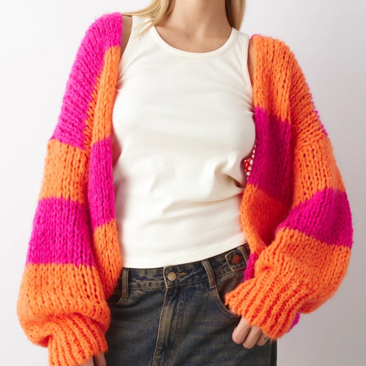 Noella - Fora Knit cardigan - Orabel pink stripe