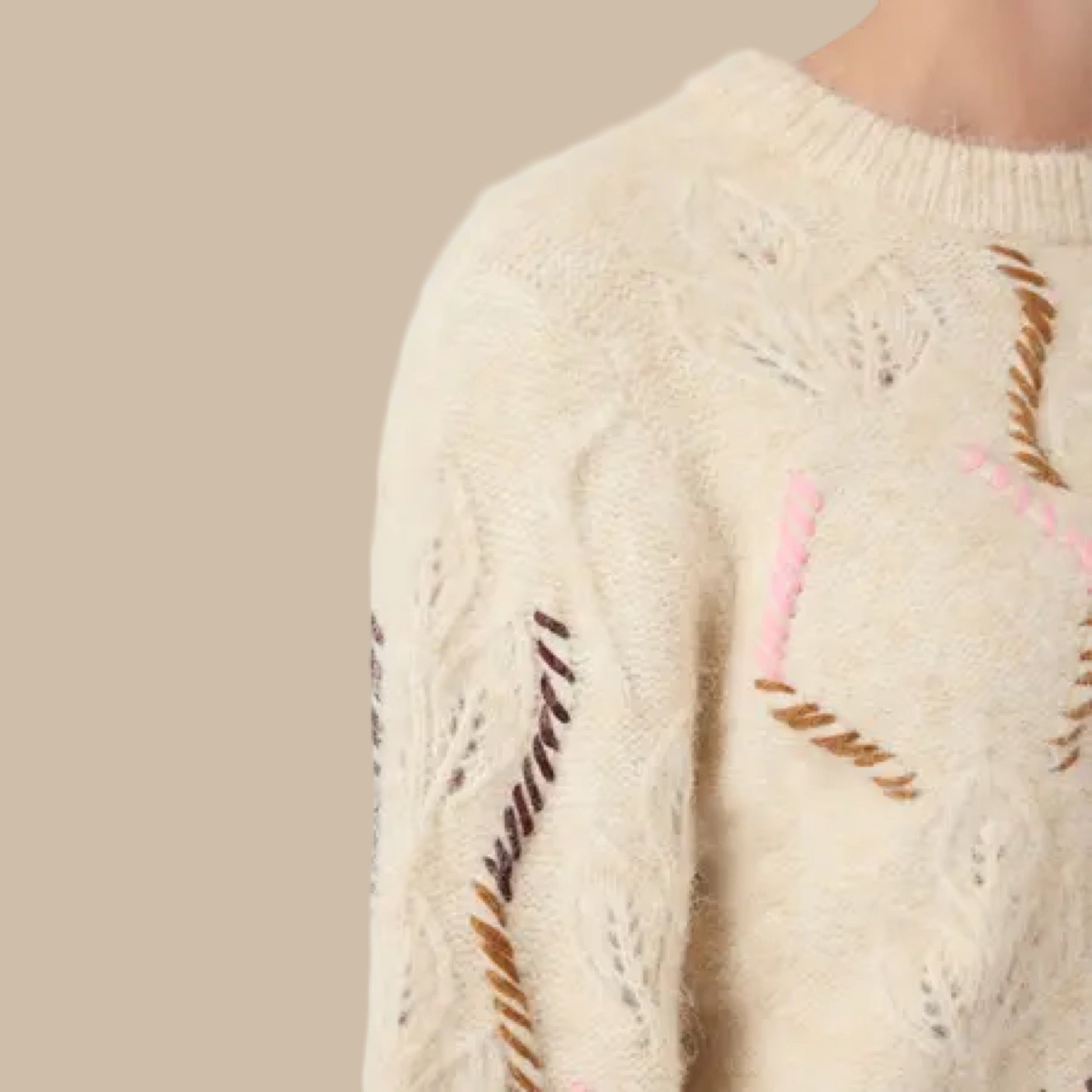 YAS - Yasgabbi LS knit. Pullover s. - Birch/melange - Merle og Wilde ApS