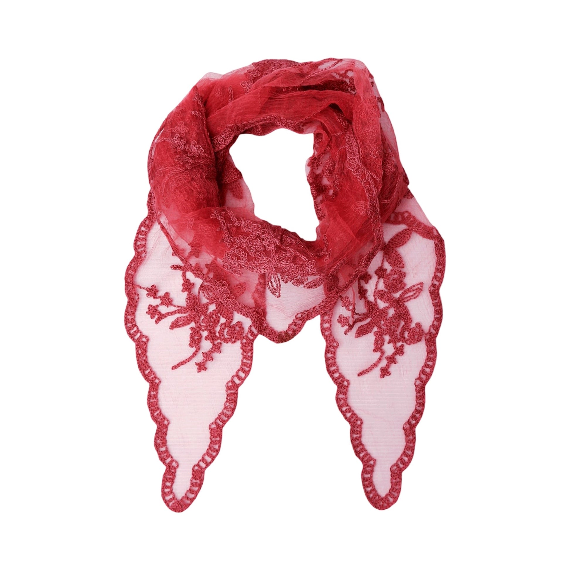 Black colour - BCmiriana triangle lace scarft - Berry red - Merle og Wilde ApS