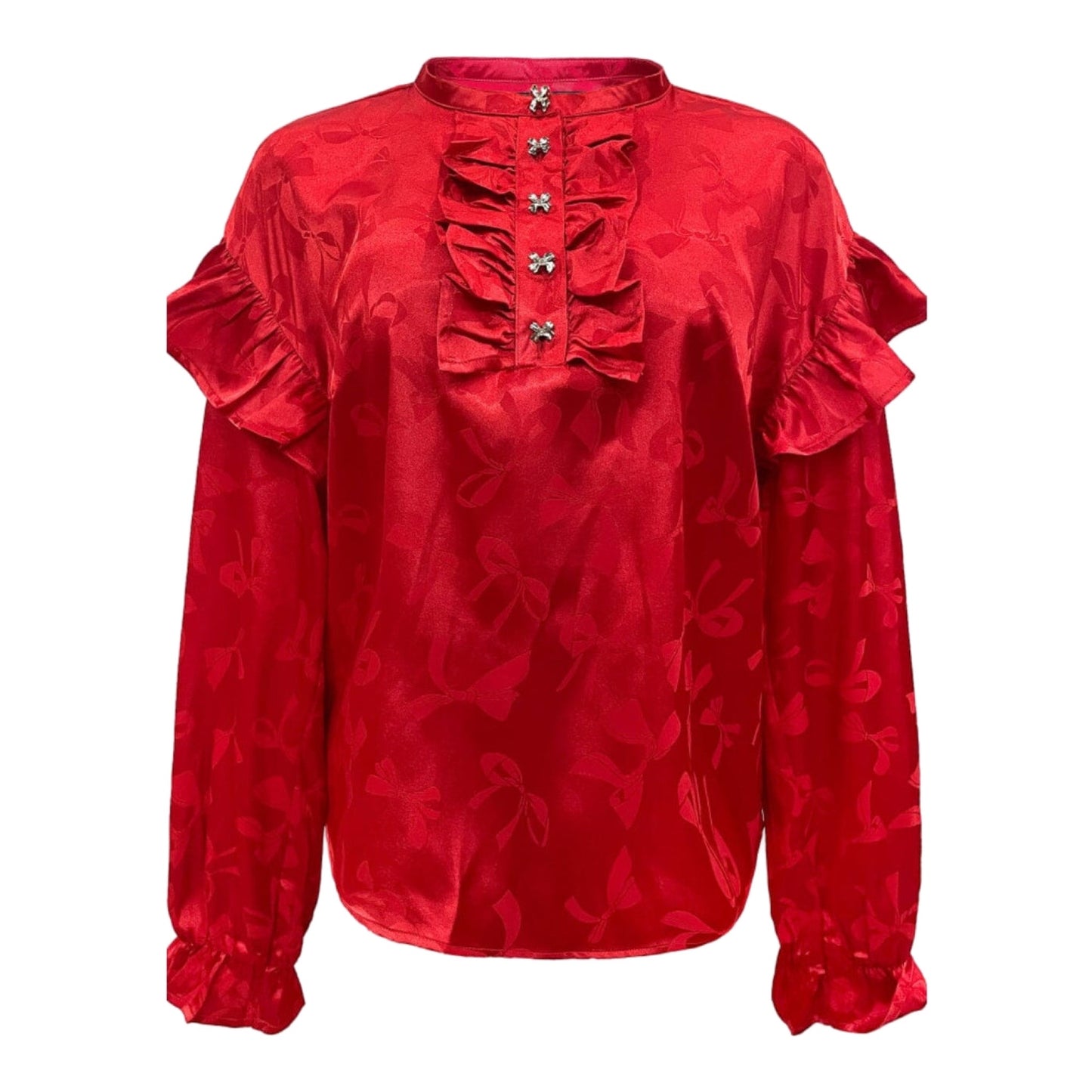 Liberte - Tia-LS-Frill-Blouse - red Bow