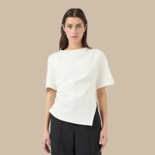 YAS - Yaspina 2/4 Tee S. - White - Merle og Wilde ApS