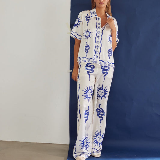 Noella - Kimona pants - Chana Blue print - Merle og Wilde ApS
