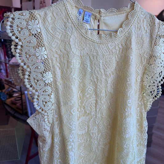 pieces - pcolline sl lace top wn noos - frech vanilla - Merle og Wilde ApS