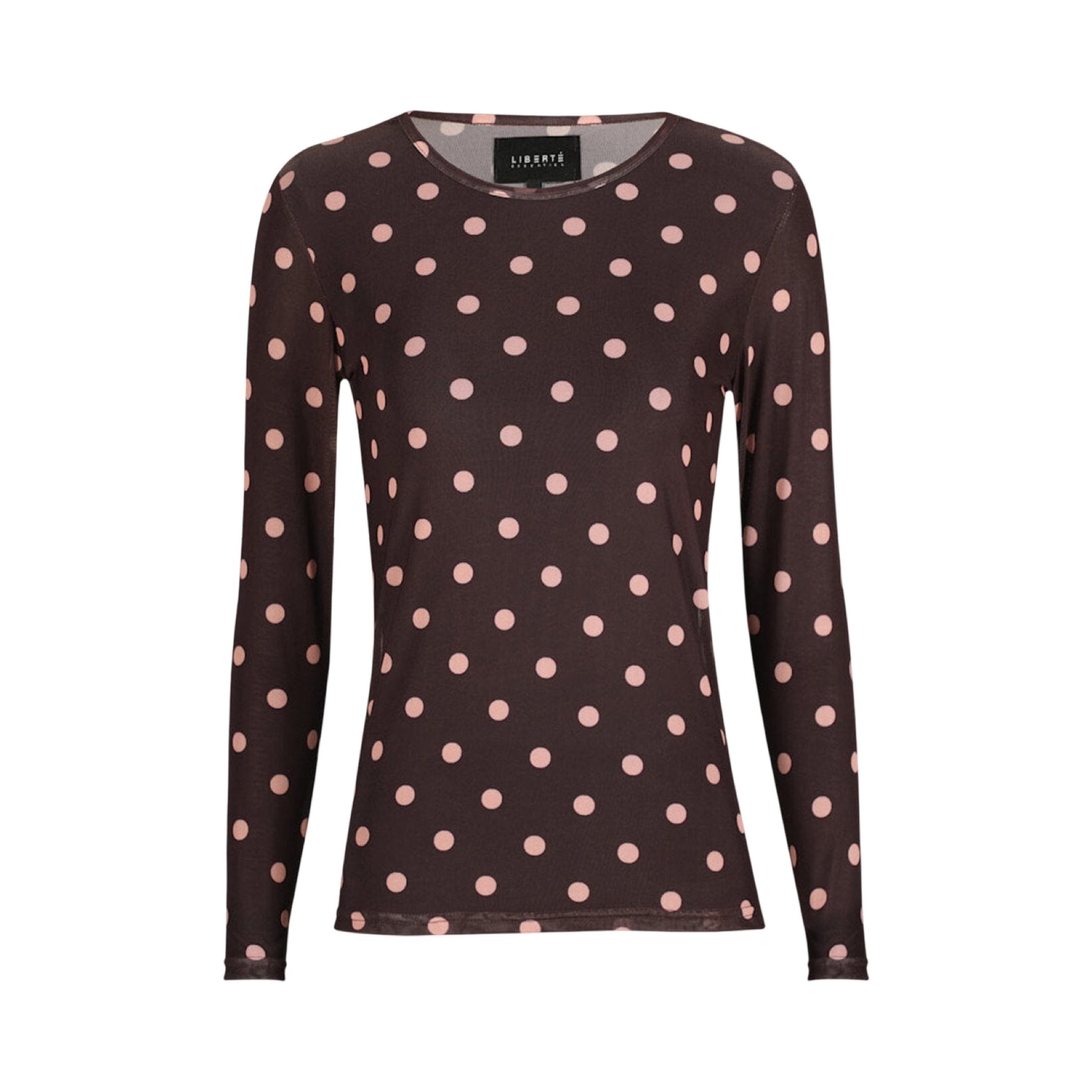 Liberte - Mesh LS Tshirt - Plum Rose Big dot - Merle og Wilde ApS