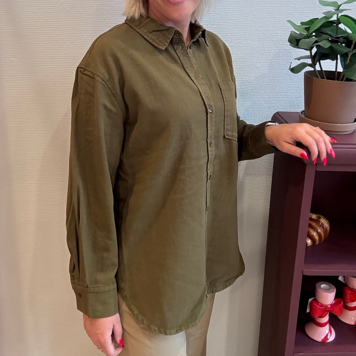 Pieces - PCmaisie LS denim shirt noos BC - Green - Merle og Wilde ApS
