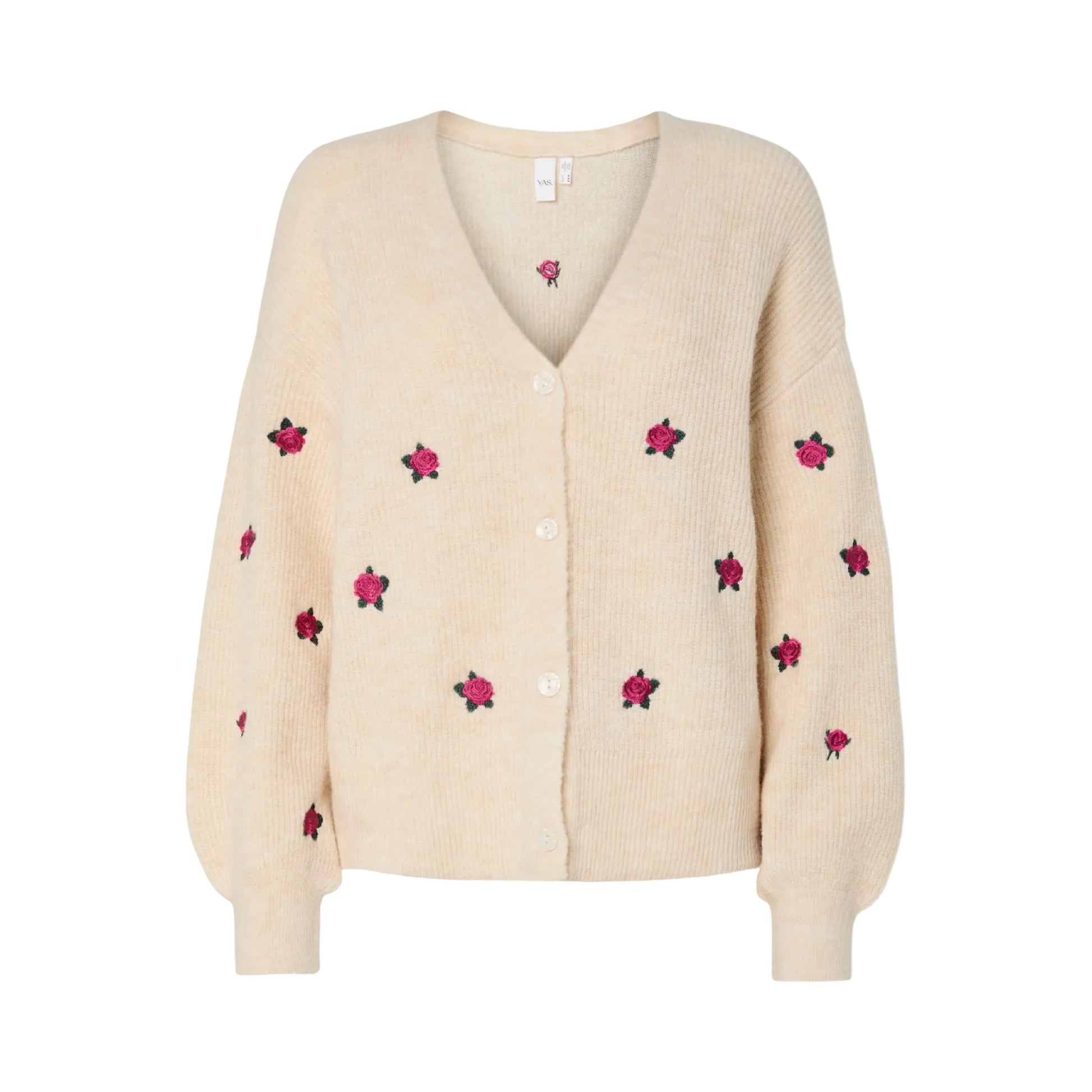 Preorder - YAS - Yasfleur LS knit cardigan S. Noos - Birch bouquet flower - Merle og Wilde ApS