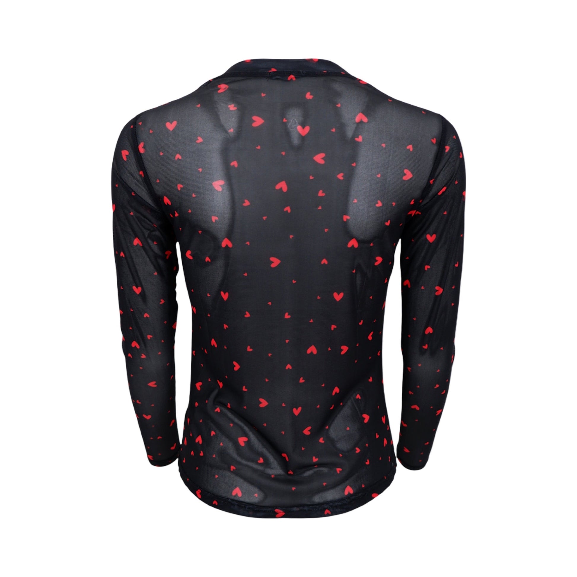 Black colour - BCannie mesh blouse - Black red Heart - Merle og Wilde ApS